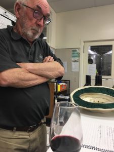 Rob Moody in the lab with the Somerled 2015 Shiraz